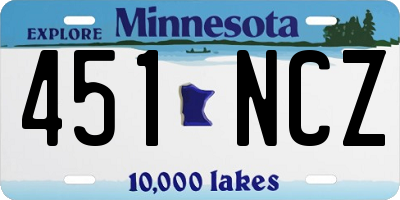 MN license plate 451NCZ