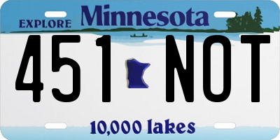 MN license plate 451NOT
