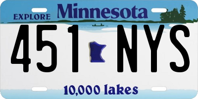 MN license plate 451NYS