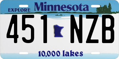MN license plate 451NZB
