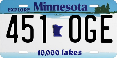MN license plate 451OGE