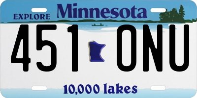MN license plate 451ONU