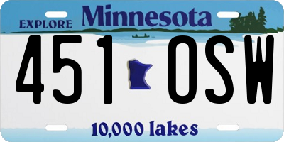 MN license plate 451OSW