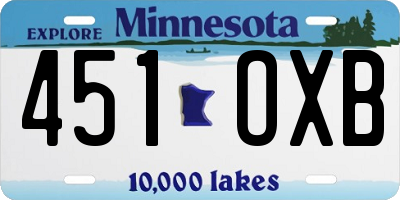 MN license plate 451OXB