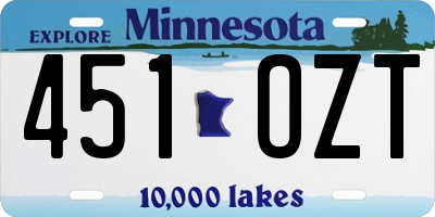MN license plate 451OZT