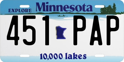 MN license plate 451PAP