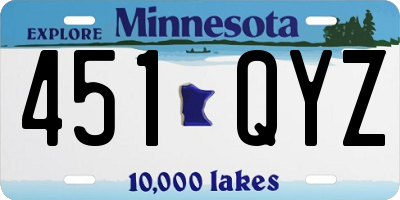 MN license plate 451QYZ