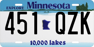 MN license plate 451QZK