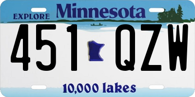 MN license plate 451QZW