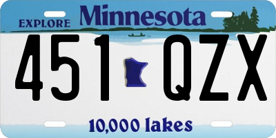 MN license plate 451QZX