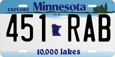 MN license plate 451RAB