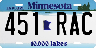 MN license plate 451RAC