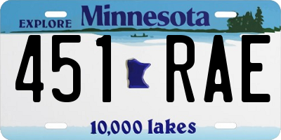 MN license plate 451RAE