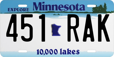 MN license plate 451RAK