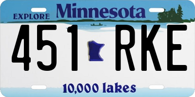 MN license plate 451RKE
