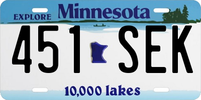 MN license plate 451SEK