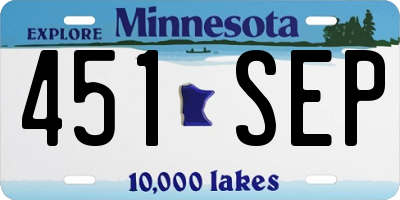 MN license plate 451SEP