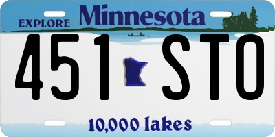 MN license plate 451STO