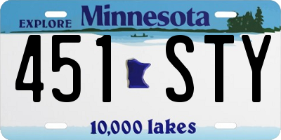 MN license plate 451STY
