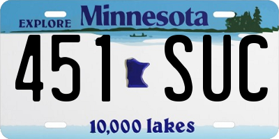 MN license plate 451SUC