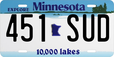 MN license plate 451SUD