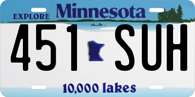 MN license plate 451SUH