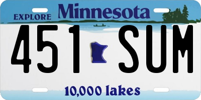 MN license plate 451SUM