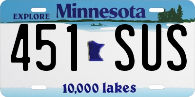 MN license plate 451SUS