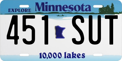 MN license plate 451SUT