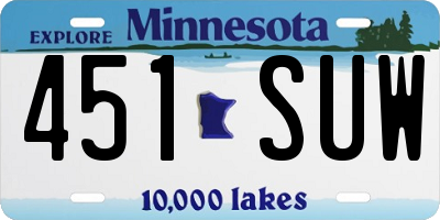 MN license plate 451SUW