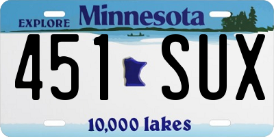 MN license plate 451SUX