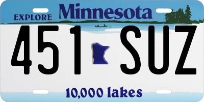 MN license plate 451SUZ