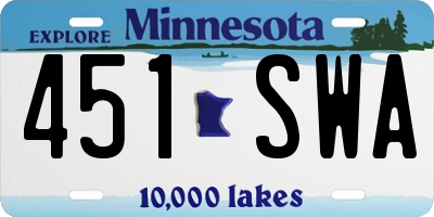 MN license plate 451SWA