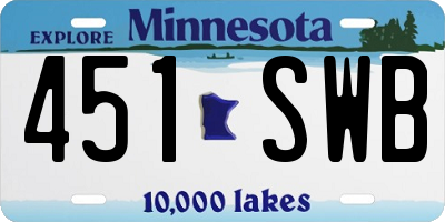 MN license plate 451SWB