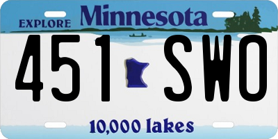 MN license plate 451SWO