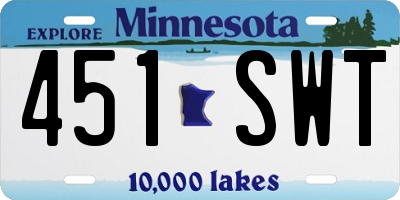 MN license plate 451SWT