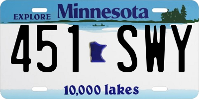 MN license plate 451SWY