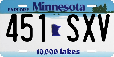 MN license plate 451SXV