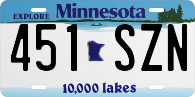 MN license plate 451SZN