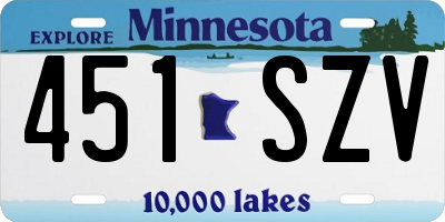 MN license plate 451SZV