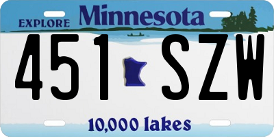 MN license plate 451SZW