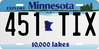 MN license plate 451TIX