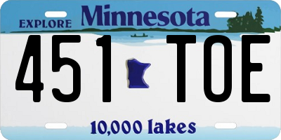 MN license plate 451TOE