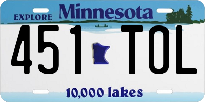 MN license plate 451TOL