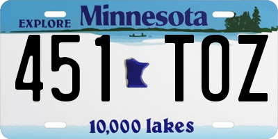 MN license plate 451TOZ