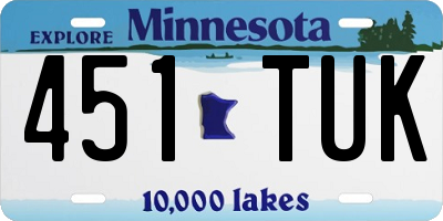 MN license plate 451TUK