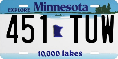MN license plate 451TUW