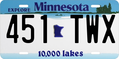 MN license plate 451TWX