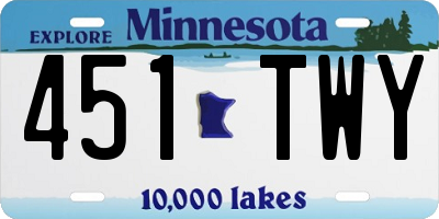 MN license plate 451TWY