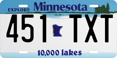 MN license plate 451TXT